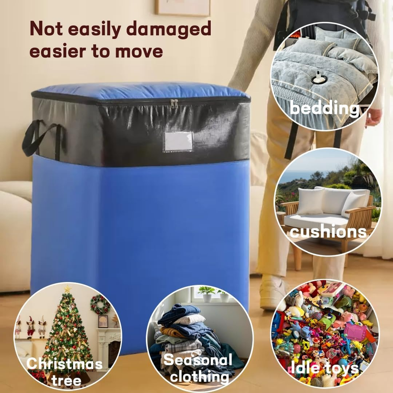 4-Pack 180L Extra-Large Storage Bags, Heavy-Duty, Wear-Resistant, Waterproof Moving Bags - Yellow