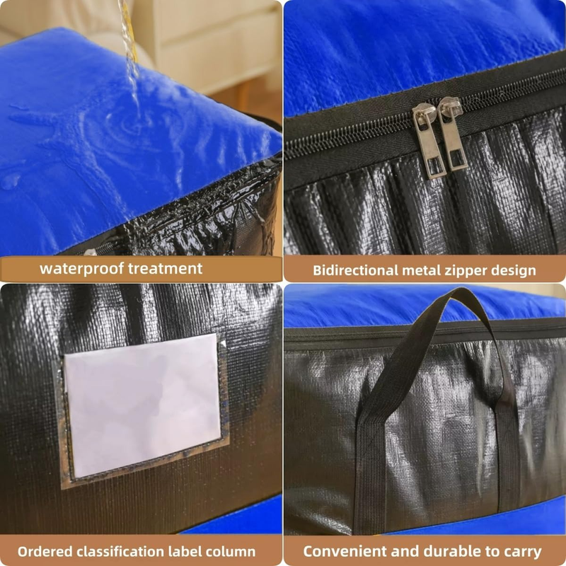 4-Pack 180L Extra-Large Storage Bags, Heavy-Duty, Wear-Resistant, Waterproof Moving Bags - Yellow