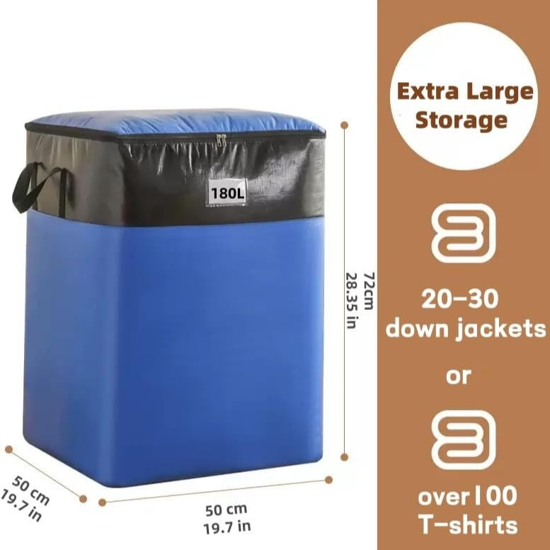 4-Pack 180L Extra-Large Storage Bags, Heavy-Duty, Wear-Resistant, Waterproof Moving Bags - Blue