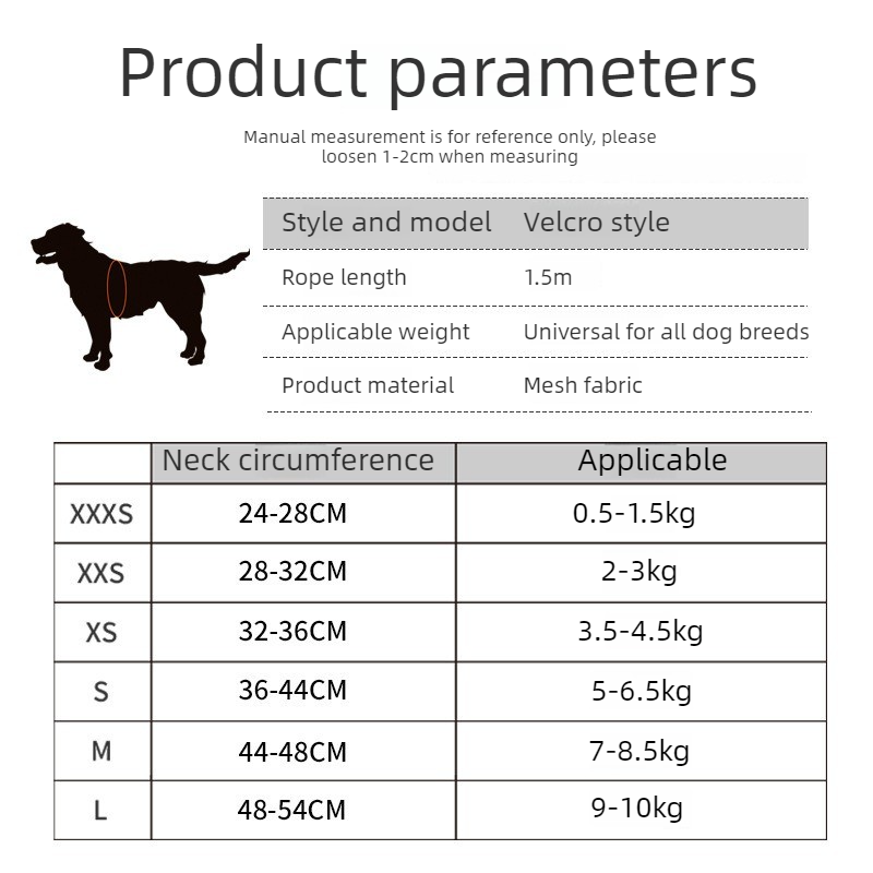 Breathable Reflective Pet Harness Set: Vest-Style Dog Harness + Leash - Black-XS