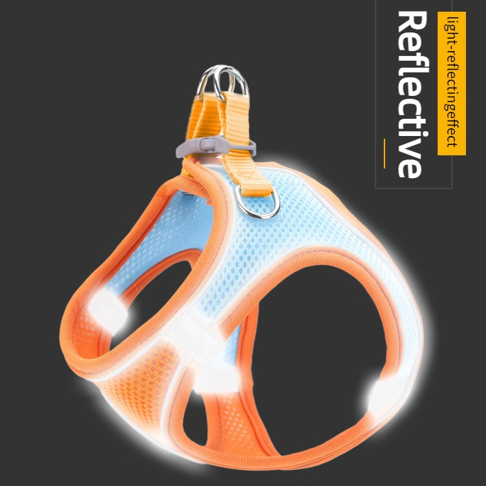 Breathable Reflective Pet Harness Set: Vest-Style Dog Harness + Leash - Blue-S