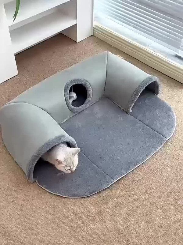 Warm Autumn/Winter Cat Tunnel Bed with Detachable Play-and-Sleep Cat Run – Size M