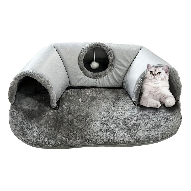 Warm Autumn/Winter Cat Tunnel Bed with Detachable Play-and-Sleep Cat Run – Size M