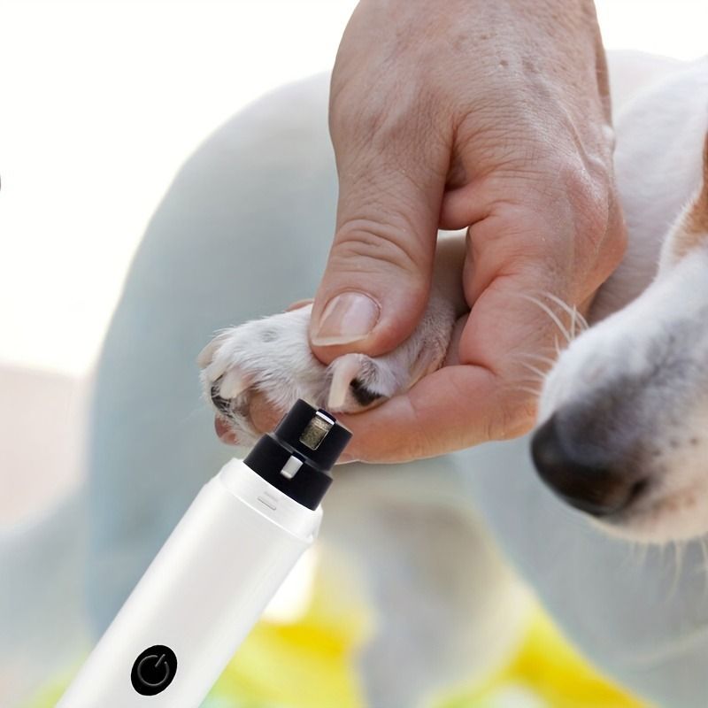 Rechargeable Electric Pet Nail Grinder with LED Light, Universal Grinder for Cats and Dogs - White
