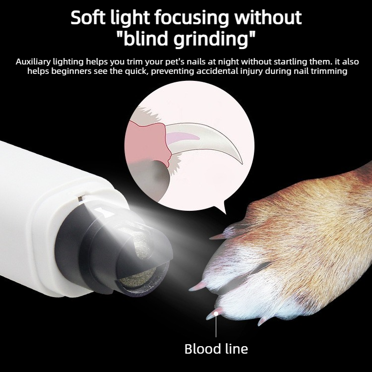 Rechargeable Electric Pet Nail Grinder with LED Light, Universal Grinder for Cats and Dogs - Green