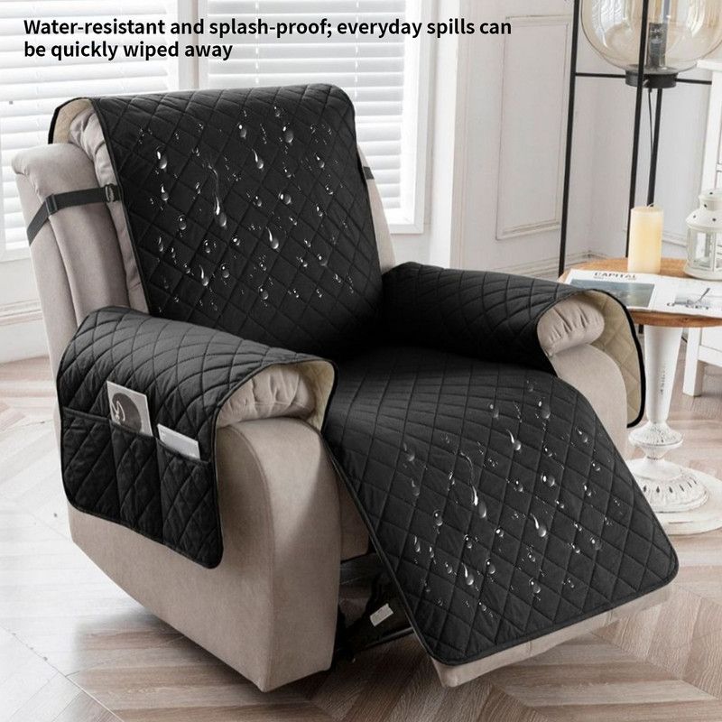 Waterproof and Non-Slip Single Armchair Cushion, Pet-Resistant and Machine-Washable Sofa Cover - Black