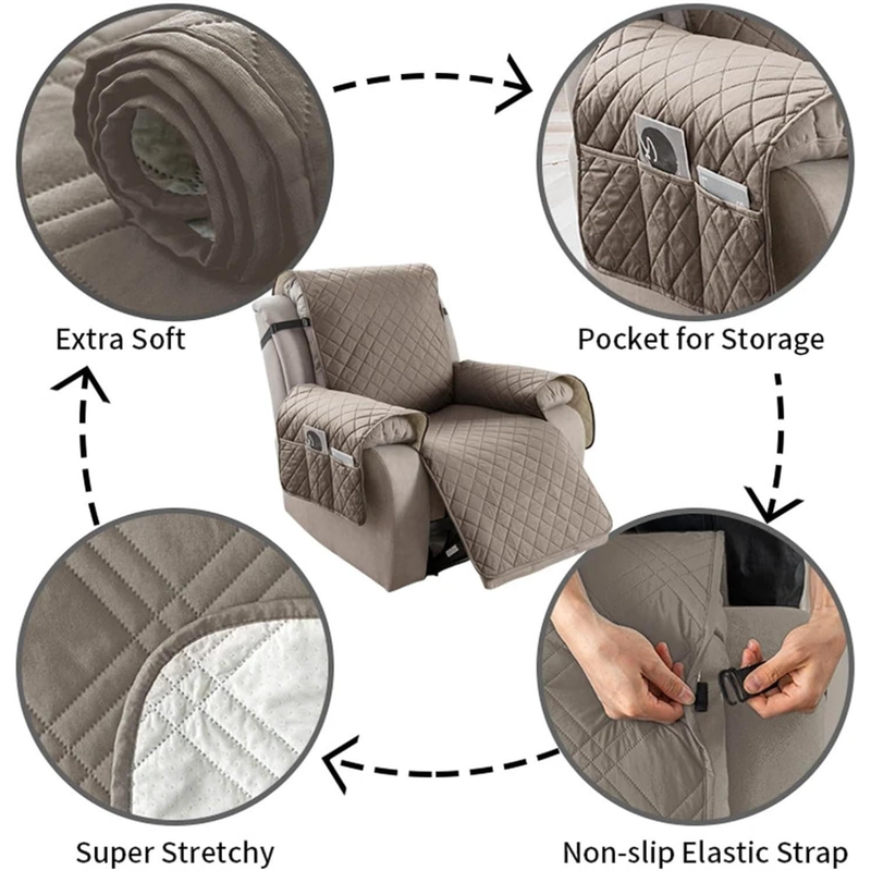 Waterproof and Non-Slip Single Armchair Cushion, Pet-Resistant and Machine-Washable Sofa Cover - Dark Gray