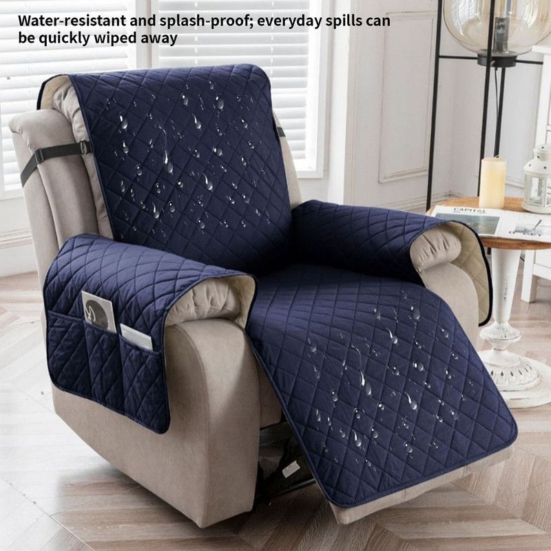 Waterproof and Non-Slip Single Armchair Cushion, Pet-Resistant and Machine-Washable Sofa Cover - Navy Blue