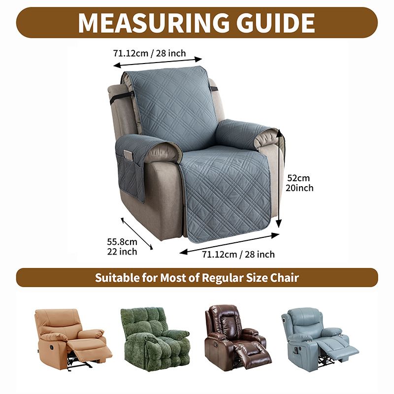 100% Waterproof Triple-Line Quilted Single Armchair Cushion, Non-Slip, Scratch-Resistant, Adjustable - White-L