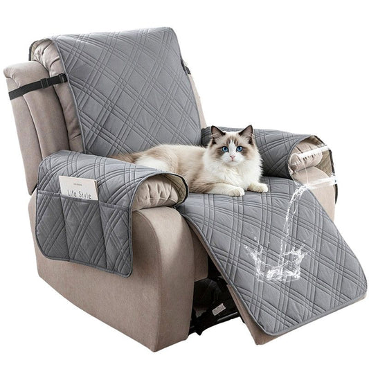 100% Waterproof Triple-Line Quilted Single Armchair Cushion, Non-Slip, Scratch-Resistant, Adjustable - Light Gray-L