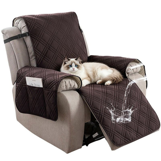 100% Waterproof Triple-Line Quilted Single Armchair Cushion, Non-Slip, Scratch-Resistant, Adjustable - Chocolate Brown-XL
