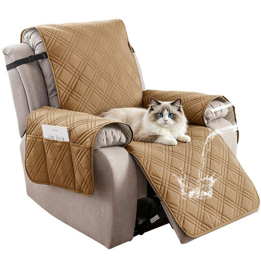 100% Waterproof Triple-Line Quilted Single Armchair Cushion, Non-Slip, Scratch-Resistant, Adjustable - Brown-XL