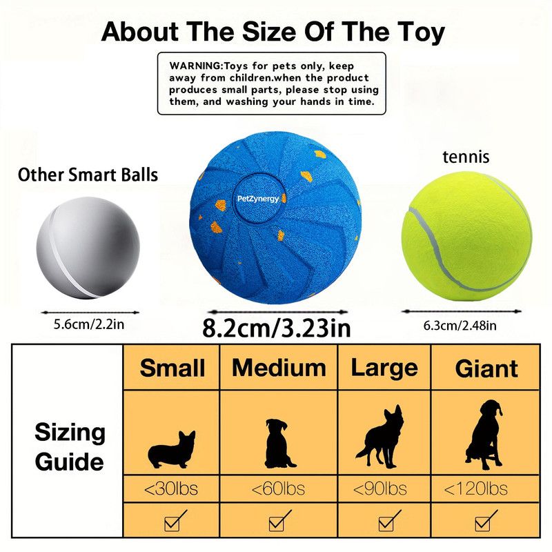 Smart Interactive Dog Toy Ball, Auto-Bouncing and Spinning, E-TPU Bite-Resistant and Rechargeable - Orange