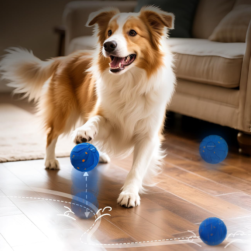 Smart Interactive Dog Toy Ball, Auto-Bouncing and Spinning, E-TPU Bite-Resistant and Rechargeable - Blue