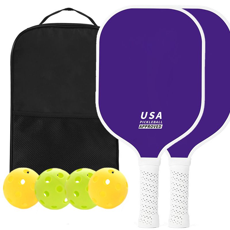 2-Player Pickleball Paddle Set, Durable Glass Fiber Pickleball Racquets with Comfort Grip, Includes 4 Balls & Carry Bag - Dark Blue