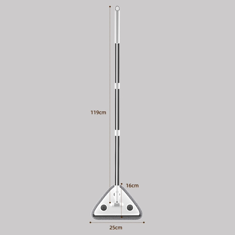 Telescopic Triangle Cleaning Mop with Squeegee, 2-in-1 Window Cleaner with 2 Replacement Pads
