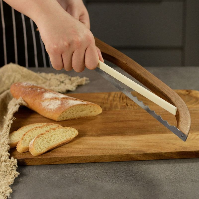 Bread Slicer Knife Set, Single Edge Stainless Steel Serrated Bread Cutter with Storage Bag, Blade Cover & Screwdriver for Baguette, Toast, Sourdough