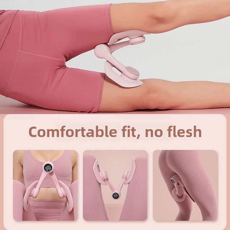 Pink - Multifunctional Thigh Master Trainer with Calorie & Time Counter, Home Kegel Exerciser for Inner Thighs, Buttocks, and Arms