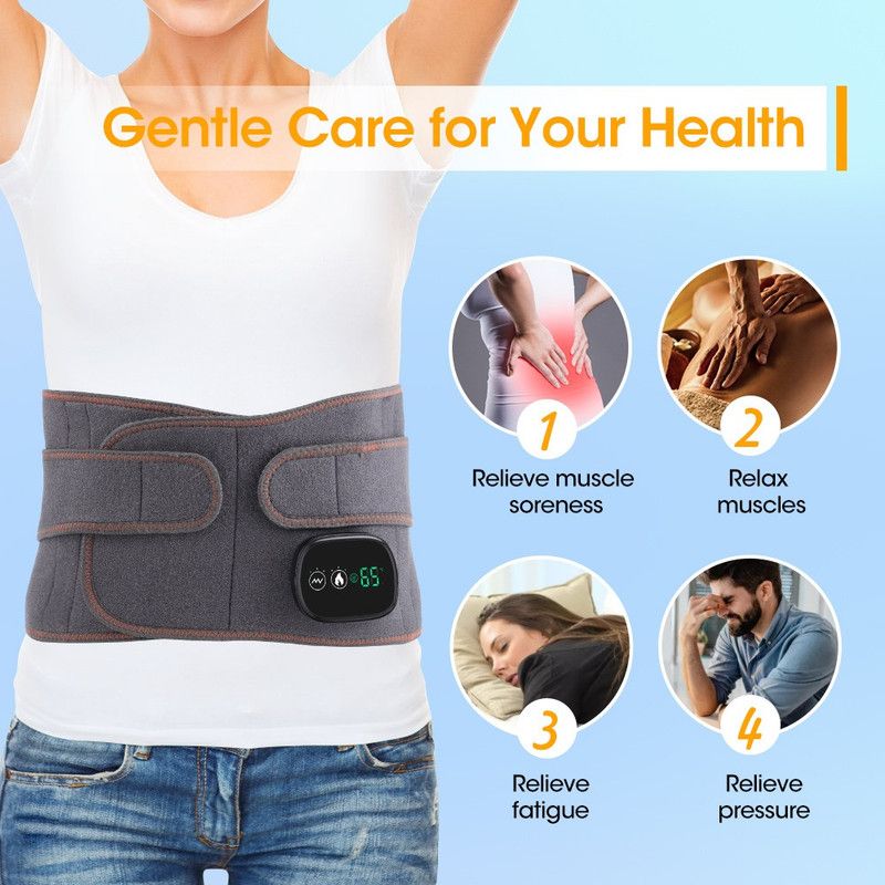 Far Infrared Hot Compress Waist Support Belt, Wireless USB Charging Vibration Massager Belt for Lumbar & Abdomen Care