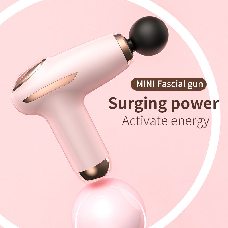 White - Portable Mini Fascia Gun with 4 Massage Heads, Type-C Rechargeable Low-Noise Handheld Percussion Massager for the Gym