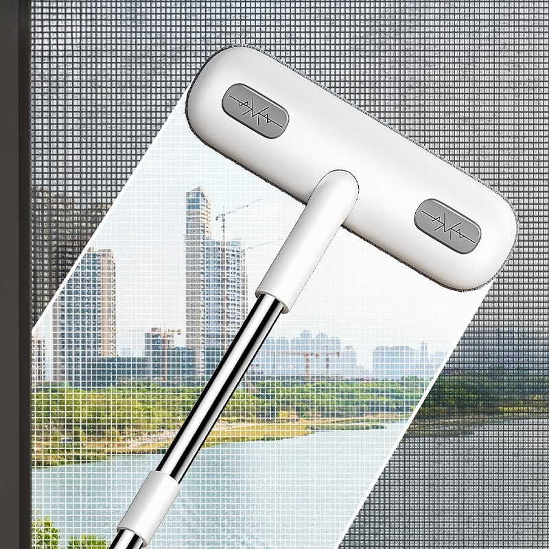 Extendable Window Screen Cleaning Brush , Wet Dry Use Screen Wiper for High-rise Window Carpet Sofa Pet Hair Cleaning