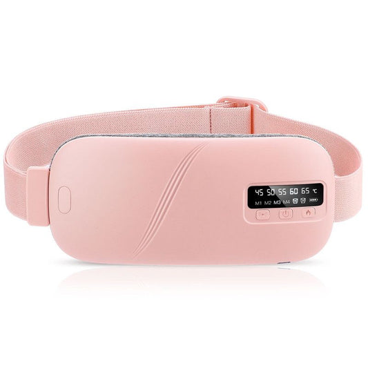 LED Display Period Heating Belt for Women, 5 Heat Settings & 4 Vibration Modes Wireless Menstrual Cramp Relief Waist Heating Pad - Pink