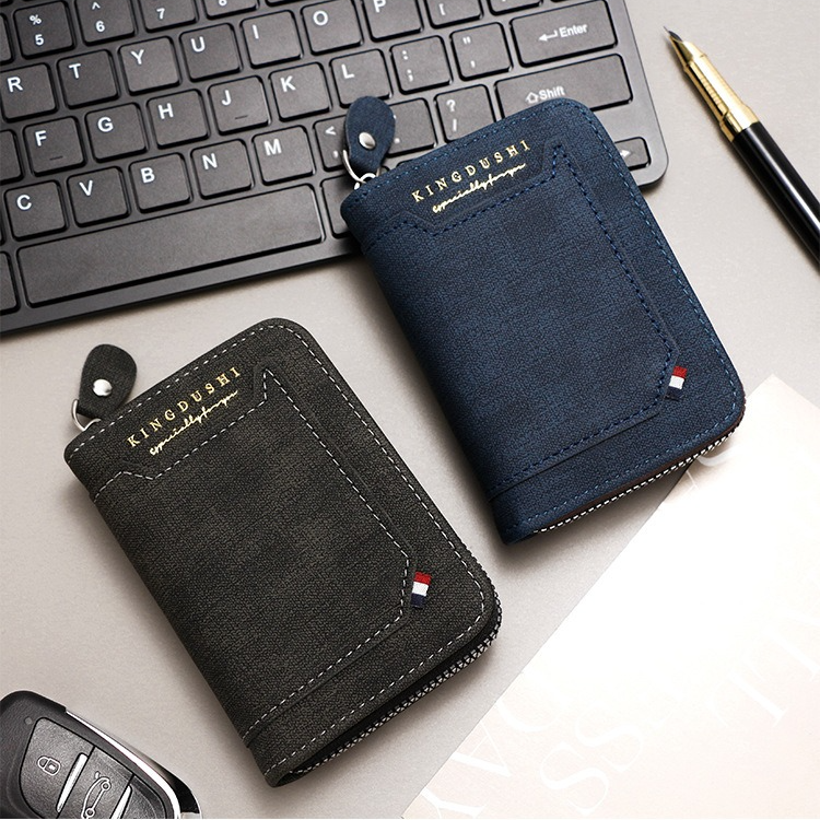 Matte PU Accordion Card Holder Wallet, Zip-Around Coin Purse with Extra Front Card Slot, Multi-Slot Credit Card Case for Men and Women (Black)