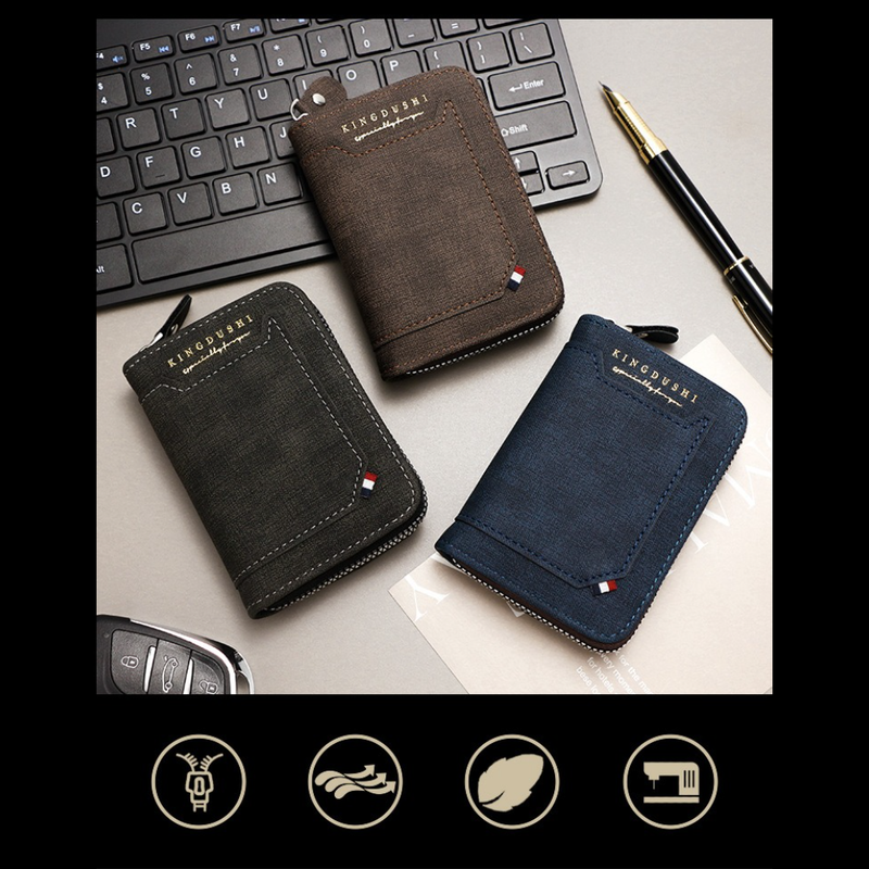 Matte PU Accordion Card Holder Wallet, Zip-Around Coin Purse with Extra Front Card Slot, Multi-Slot Credit Card Case for Men and Women (Dark Brown)
