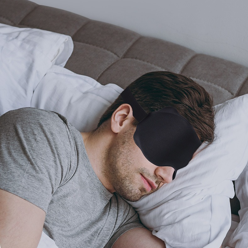 3D Contoured Sleep Mask, Breathable Fabric with Adjustable Strap, Light-Blocking Eye Mask for Sleeping, Napping, and Travel—Black