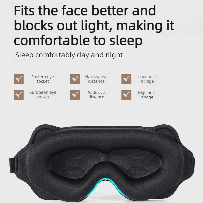 3D Contoured Sleep Mask, Breathable Fabric with Adjustable Strap, Light-Blocking Eye Mask for Sleeping, Napping, and Travel - Brown