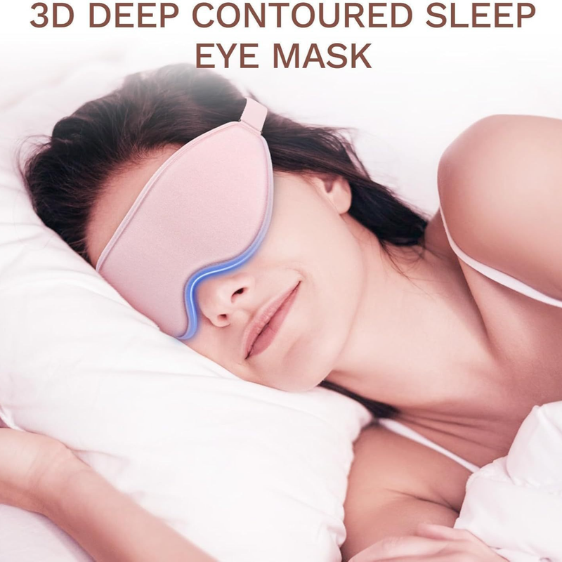 3D Deep Contoured Memory Foam Sleep Eye Mask, Full Light Blocking, Breathable Eye Cover for Travel, Naps, and Nighttime Sleep—Black