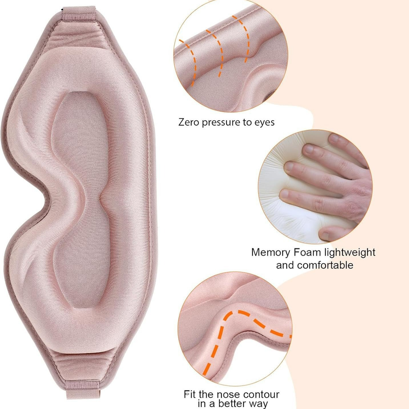 3D Deep Contoured Memory Foam Sleep Eye Mask, Full Light Blocking, Breathable Eye Cover for Travel, Naps, and Nighttime Sleep—Gray