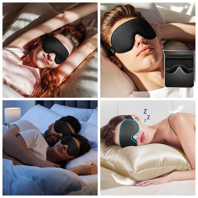 3D Contoured Memory Foam Sleep Eye Mask, Zero Pressure Breathable Mesh Eye Cover with Adjustable Strap for Travel, Naps, and Night Sleep - Red