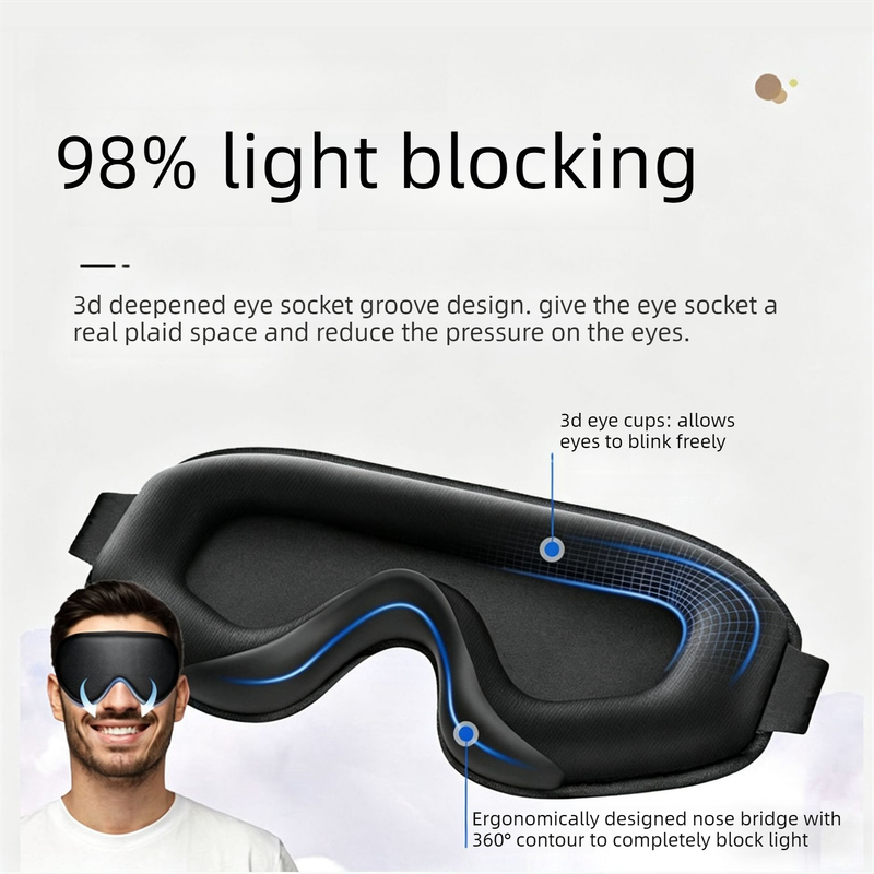 3D Contoured Memory Foam Sleep Eye Mask, Zero Pressure Breathable Mesh Eye Cover with Adjustable Strap for Travel, Naps, and Night Sleep - Green