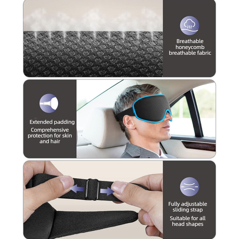 3D Contoured Memory Foam Sleep Eye Mask, Zero Pressure Breathable Mesh Eye Cover with Adjustable Strap for Travel, Naps, and Night Sleep - Purple
