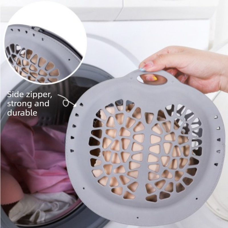 Silicone Laundry Bag, Reusable Breathable Mesh Wash Bag with Zipper, for Delicate Underwear, Bras, and Shoes, Machine Washable—White