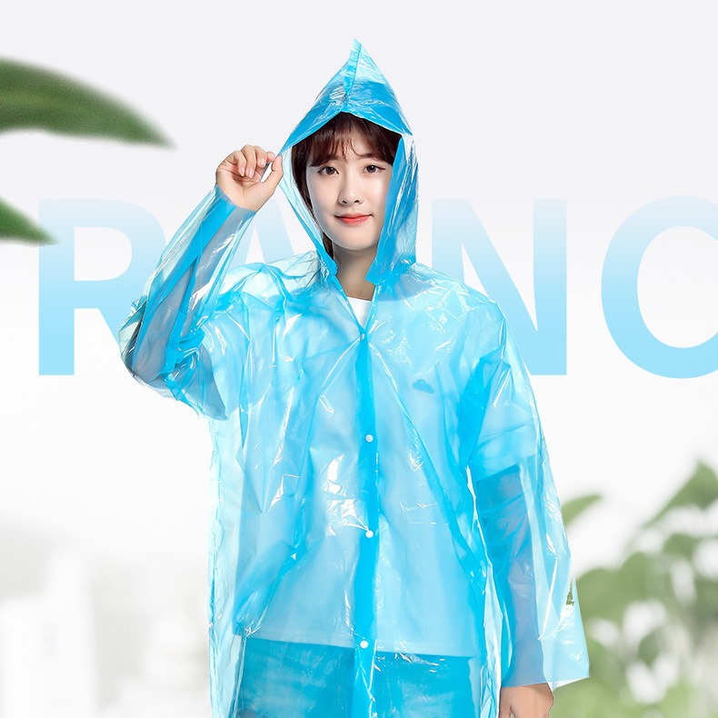 6-Pack - Disposable Thickened Open-Front Raincoat, Waterproof Poncho with Snap Buttons & Adjustable Hood, Portable for Hiking and Travel - Pink