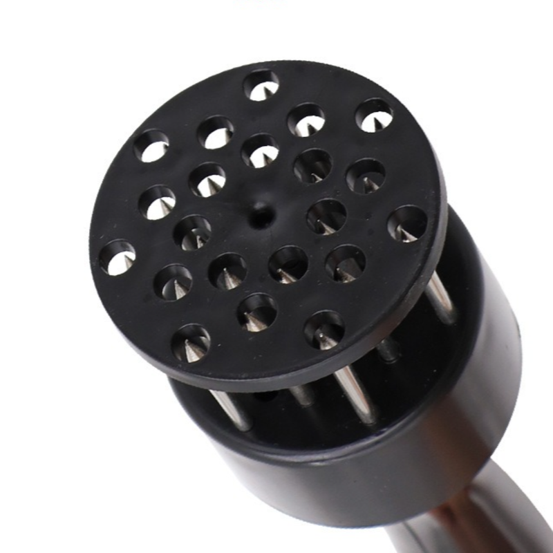 Stainless Steel Meat Tenderizer, 2.5cm Needle Pricker with Safety Guard & Automatic Rebound, for Steak, Pork, Chicken, BBQ & Marinade - Black