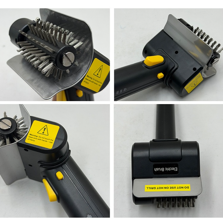 Rechargeable Electric Grill Brush, Stainless Steel Wire Roller BBQ Cleaner Tool Kit ,Dual Brush : (Wire Brush + Scouring Pad Brush )