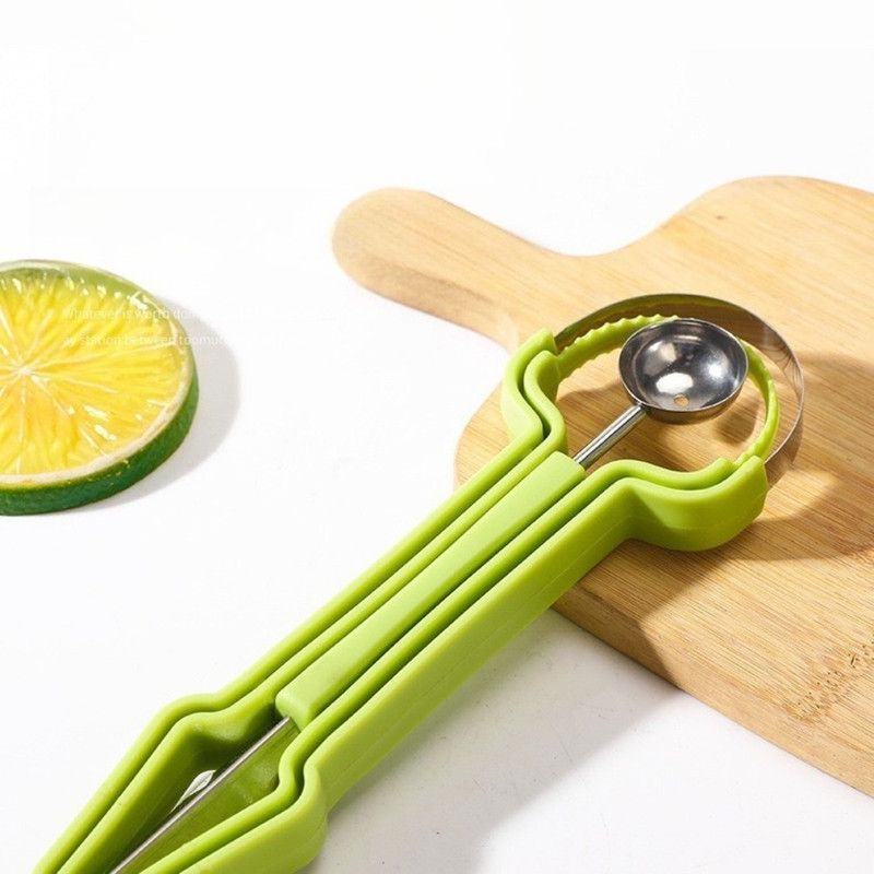 3-in-1 Stainless Steel Fruit Carving Scoop, Multi-Function Melon Seed Remover Kitchen Tool