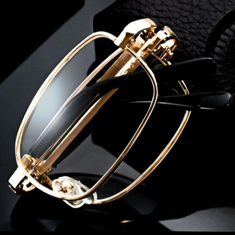 +1.50 Diopter Metal Portable Foldable Anti-Blue Light Reading Glasses, Lightweight Compact Readers for Seniors—Gold
