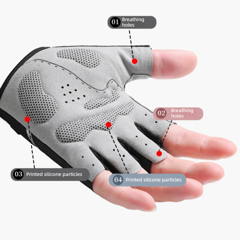 Black Size L - One Pair - Breathable Mesh Half-Finger Sports Gloves, Non-Slip Silicone Shock-Absorbing Gloves for Cycling and Fitness