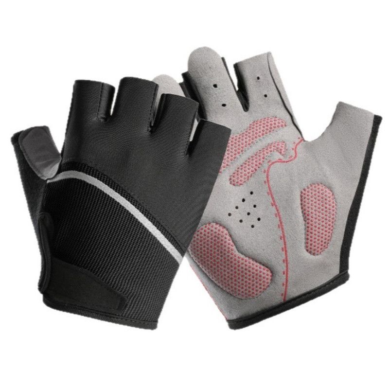 Black Size XL - One Pair - Breathable Mesh Half-Finger Sports Gloves, Non-Slip Silicone Shock-Absorbing Gloves for Cycling and Fitness