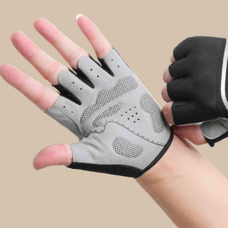 Blue, Size M - One Pair - Breathable Mesh Half-Finger Sports Gloves, Non-Slip Silicone Shock-Absorbing Gloves for Cycling and Fitness