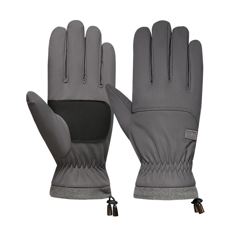 Winter Fleece-Lined Touchscreen Gloves, Windproof, Water-Resistant, Anti-Slip Thermal Gloves for Cycling and Driving, Unisex, One Pair—Gray (One Size Fits All)