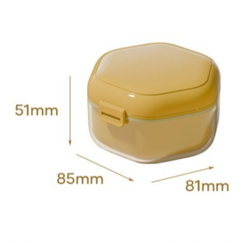 3-Layer Drainable Retainer Storage Case, Portable Invisible Braces & Denture Soaking Cleaning Box - Orange