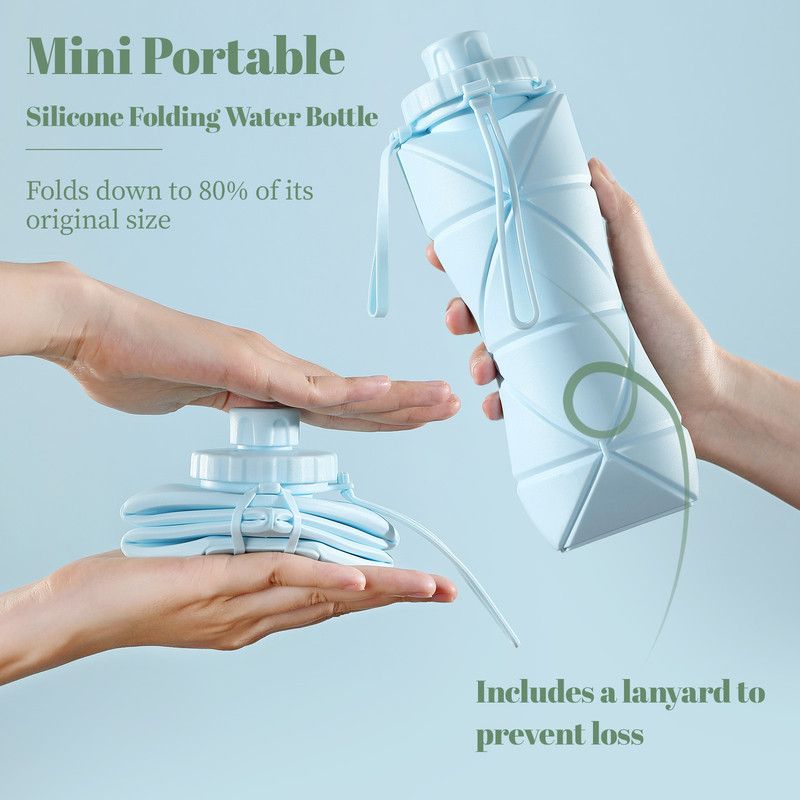 800ml Large-Capacity Food-Grade Silicone Folding Water Cup, Portable Outdoor High-Temperature Resistant Water Bottle, Travel and Camping Compressible Water Bottle, Travel Water Cup - Green