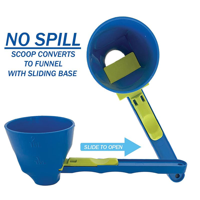 Leak-proof coffee scoop,Sliding coffee funnel,Coffee scoop with measurements,Coffee bar tool,1pc,blue