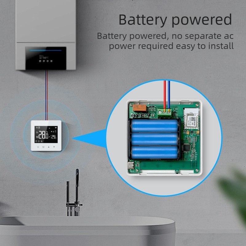 WiFi Wireless Smart Thermostat - For Water/Gas Boilers, LCD Screen, Programmable, Low Power Consumption