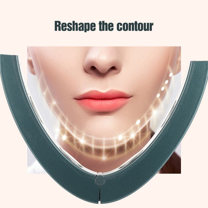 Red & Blue LED Light Therapy Beauty Device with Microcurrent EMS, Constant Temperature Magnetic Heat, and V-Shaped Face Lifting